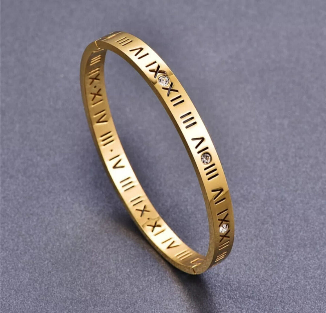 Pulsera de Titanio con Diseño de Números Romanos