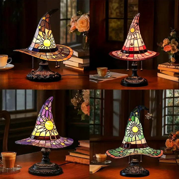 Lámpara de Vidrio Rayada en Forma de Sombrero de Bruja