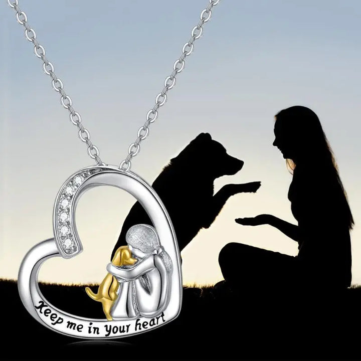 Pulsera de la suerte con diseño de corazón y perro – Cadena de plata esterlina 925 adornada con circonitas