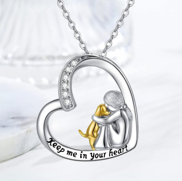 Pulsera de la suerte con diseño de corazón y perro – Cadena de plata esterlina 925 adornada con circonitas