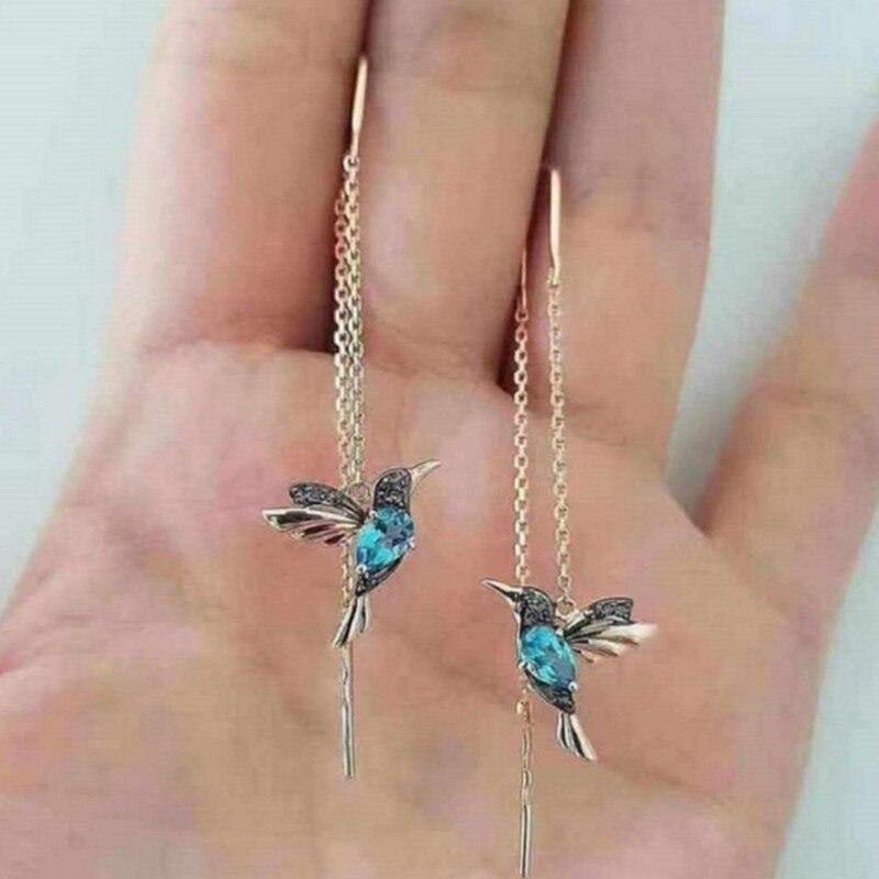 Pendientes de colibrí con zirconia